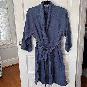Serena & Lily Vintage Indigo Positano Linen Bathrobe Womens L/XL